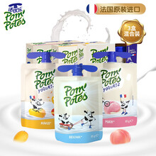 法优乐（POM'POTES）法国原装进口儿童酸飞机头奶吸吸乐常温袋装宝宝零食风味发酵非果泥 原味4袋+芒果4袋+蜜桃4袋