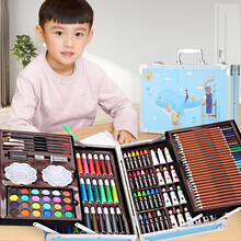 儿童玩具女孩4-6-10女童7-14岁小女孩子玩具3儿童玩具男孩三四8岁女孩女儿生日礼物小学生十 【蓝色】145件套大号双层铝盒绘画套装