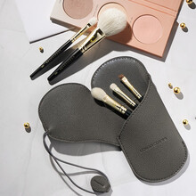 朗颜化妆刷套装羊毛粉刷化妆刷眼影刷腮红刷便携旅行套装5支装全套初学者套刷软网红笔刷子动物真毛短柄 黑金真毛套刷5支装 刷包+专属礼盒