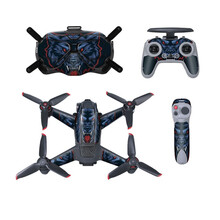 适用于DJI FPV大疆套装贴纸穿越机眼镜V2遥控器摇杆全套PVC个性贴膜防水防刮保护贴配件 DJIFPV狂暴蓝狼全套贴纸