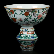 陕西省文物总店嘉庆彩花高足碗