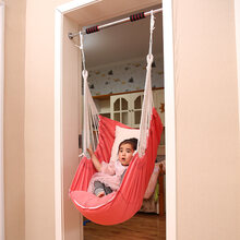 秋千室内儿童单人家用婴儿户外门框单杠吊椅床布袋大人荡秋千庭院生日礼物抖音网红同款 单杠套餐【粉色】可拆洗