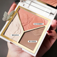 美颜笔记高光修容盘腮红三色遮瑕哑光粉饼立体鼻影阴影鼻影侧影晒红不易飞粉高光粉