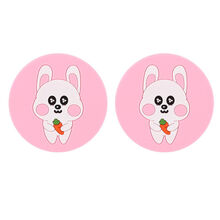 汽车水杯垫卡通杯槽垫门槽垫可爱个性创意内饰用品水杯防滑置物垫 水杯垫(萝卜兔)2个