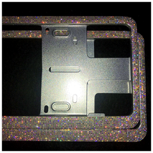 汽车水钻车牌架框 水钻牌照架水钻牌照框架车牌架 捷克钻（22排）彩色水钻银底