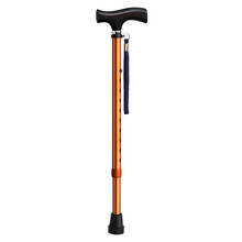乐来福（REALLIFE）老人拐杖 铝合金伸缩实木柄手杖 轻便防滑便携老年人拐棍 I09【橘色】（适用身高136-180CM）