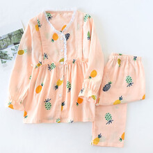 十月结晶同款 五月份夏季月子服5月份6孕妇睡衣春夏薄款哺乳产后纱布夏天产妇4 ZF-(V领)粉底大菠萝纱布 M码(100-115斤)