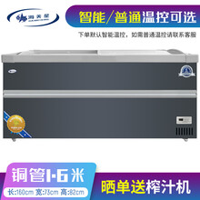 海美星欧式岛柜卧式冰柜商用大容量冷藏冷冻柜保温柜商用超市保鲜海鲜展示柜有带灯可选冰箱雪糕柜雪柜 1.6米铜管灰黑色