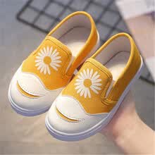 派朗卡新款男童帆布鞋儿童布鞋板鞋一脚蹬女童软底休闲宝宝鞋潮 黄色 306 內长13.5cm