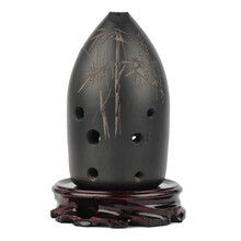 冯氏陶埙双腔黑陶八孔/8孔初学专业双腔演奏埙高音易吹校音 F调 兰花