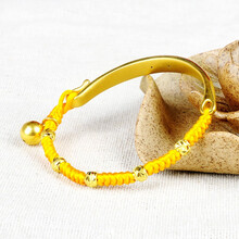 同款情人节3d硬金半镯999足金首饰硬黄金元宝黄金手镯红绳编织手链