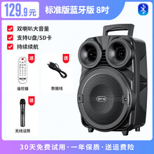 先科广场舞音响户外蓝牙音箱k歌演出拉杆大音量大功率带无线话筒重低音炮室外移动便携式地摊小型专业唱歌 蓝牙版+无线话筒