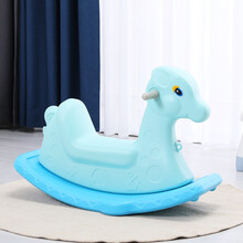 加厚摇摇马儿童玩具婴幼儿两用车小木马宝宝一周岁生日礼物溜溜车 双色鹿（蓝蓝）