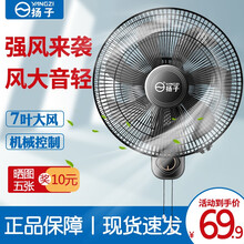 扬子壁扇家用摇头轻音挂扇工业遥控墙壁扇餐厅大风力壁挂式电风扇挂饭店商超壁扇 16寸机械款塑叶【7叶】 升级加2米延长线