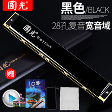 国光口琴囗琴乐器大全上海24孔重音复音宽音域调初学者入门演奏级儿童28重音乐器大全 复音28宽音域典雅黑送教程【现货秒发】