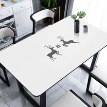 益丽丝 北欧创意皮革餐桌垫子桌布防水防油免洗防烫厚pvc长方形家用茶几 星鹿-白 60*120cm