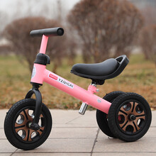 儿童滑步平衡助力车 儿童三轮滑行车平衡车宝宝滑步车2岁3岁玩具车学步溜溜车 小儿滑行车 橡胶轮顶配三轮滑行车粉色 前一后二