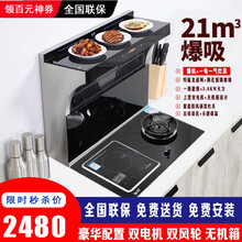 逸帝800mm无机箱双电机集成灶分体式集成灶侧吸下排式油烟机自动清洗烟灶套装双电磁炉 油烟机+一气一电灶 液化气