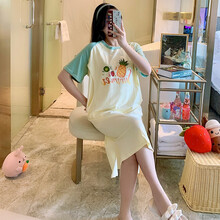 孕薇贝儿 孕妇夏季纯棉短袖月子服产后哺乳睡裙产妇喂奶衣家居服女哺乳裙 穗1053菠萝裙 L码