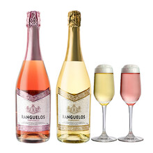 超市	朗克鲁桃红白起泡酒750ML*2气泡酒套装附香槟杯*2