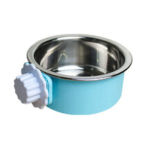 哈特丽宠物饭碗 喂食器猫碗宠物不锈钢狗碗狗笼猫笼悬挂固定式狗盆 分离可拆洗 圆形大号-颜色随机