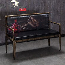 小型铁艺沙发铁艺沙发工业风卡座复古餐厅餐饮烧烤店长椅清吧酒吧桌椅组合商用 卡座款式1 官方标配