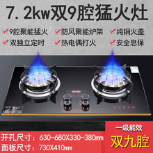 日本樱花煤气灶双灶家用天然气嵌入式灶具猛火灶液化气台式燃气灶 双9头+双定时+聚能+钢化防爆 面板尺寸730X4 天然气