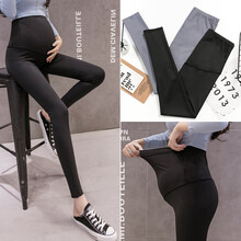 敏潮格伦孕妇裤春夏网红鲨鱼皮外穿运动瑜伽裤托腹裤大码时尚潮妈打底裤 黑色 M