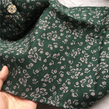 纯棉麻印花布料小碎花布复古田园风服装布料 f-2  1米价