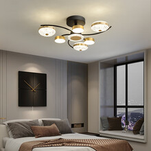 莱琪 轻奢客厅灯北欧现代简约全屋灯具套餐组合2021年新款餐厅灯网红家用大厅卧室三室二厅灯具 黑金+6头+72CM+45W+三色光
