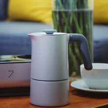 摩卡壶双阀 【微瑕疵】双阀摩卡壶家用意大利煮咖啡器具意式咖啡机咖啡壶套装 灰色2杯(拍摄样品，煮过咖啡) 双阀