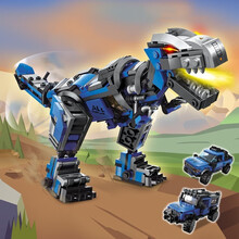 布鲁奇 儿童兼容乐高积木男孩启蒙积木航空母舰军事益智拼装玩具6岁以上积木拼插模型4-12岁生日礼物 机械恐龙【375颗粒】3种形态