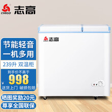 志高（CHIGO）【送货上门】冰柜家用冷柜冷藏冷冻转换冷柜冰柜卧式小冰柜 双温冷柜 239升双温【省电款 一级能效】