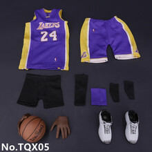 1:6兵人衣服湖人队球衣队服客场黄色金色款人偶模型配件 2