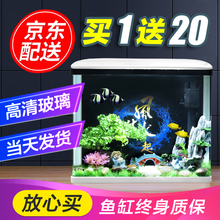 sobo/松宝 鱼缸水族箱 免换水小型迷你生态桌面金鱼缸 鱼缸造景浮法玻璃鱼缸带灯过滤器三合一水泵 500-高端造景套装 + 养鱼大礼包