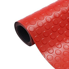 温馨 1m*15m  PVC覆膜黑底双层防滑垫 防水车间工厂仓库走廊橡胶地垫满铺 2.3mm加厚 黑底铜钱纹红色 定制