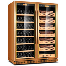 茄龙（CIGARLOONG）CL-168CT2组合双门雪茄柜智能恒温恒湿西班牙雪松木层架不锈钢 雪松木雪茄红酒款拉丝金