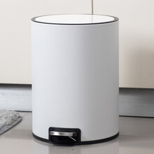 潮東潮西 12L平盖垃圾桶 不锈钢轻奢风带盖家用客厅高档卫生桶垃圾桶 白色