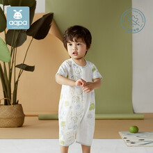 aqpa婴儿薄款连体衣夏季宝宝短袖纯棉水果哈衣儿童透气爬服小清新 青苹果天空 100cm