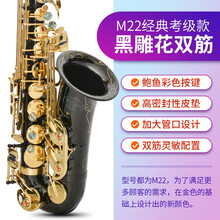 美音天使 降E调中音萨克斯风乐器 初学者入门考级萨克斯送教程哨片背带 M22经典考级款-黑雕花【双筋配置+送17礼】
