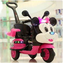 脉驰 儿童电动摩托车可坐人手推车男女宝宝三轮车玩具遥控 遥控粉+特大电机+礼包+升级推把护栏 跑8小时大电瓶