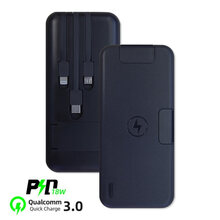 IRONGEER 自带线无线15W充电PD18W闪充快充手机支架10000毫安时充电宝一拖三线多用三 黑色(快充款)