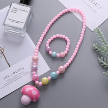 儿童发光项链戒指耳夹手链套装公主小女孩卡通可爱首饰配饰品玩具 12#蘑菇款-可发光