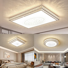 巨亿LED吸顶灯圆水晶长客厅主卧室灯现代简约温馨房间书房餐厅灯星空方形 圆直径50三色36W