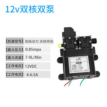 电动喷雾器水泵12V农用高压福达双泵隔膜泵抽水机电机打药机配件 12v双核双泵关枪停机