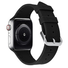 BHO  苹果手表表带 apple watch6/5/4/3/2/SE代竹节纹运动硅胶表带防水腕带潮 黑色 42/44mm-表盘通用