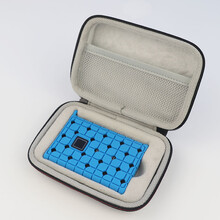 适用于三星T7移动硬盘包收纳包三星T7touch移动固态硬盘保护套防震抗摔硬壳盒 皮质加绒款包+蓝色硅胶套