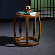 艺铭天下红木家具非洲鸡翅木（学名：非洲崖豆木）圆凳实木新中式圆鼓凳小凳子鼓墩矮墩换鞋凳坐凳琴登 单个