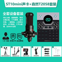 声卡套装 手机直播 专业录音k歌麦克风无线话筒电脑直播设备吃鸡变声器 快手抖音主播录音唱歌设备全套 ST10mini声卡+森然T2058大振膜 5V 【力荐款】森然超高性价比声卡
