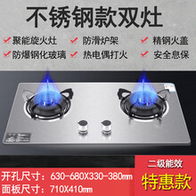 日本樱花煤气灶双灶家用天然气嵌入式灶具猛火灶液化气台式燃气灶 款+不锈钢+4.2KW 面板尺寸710X410 液化气